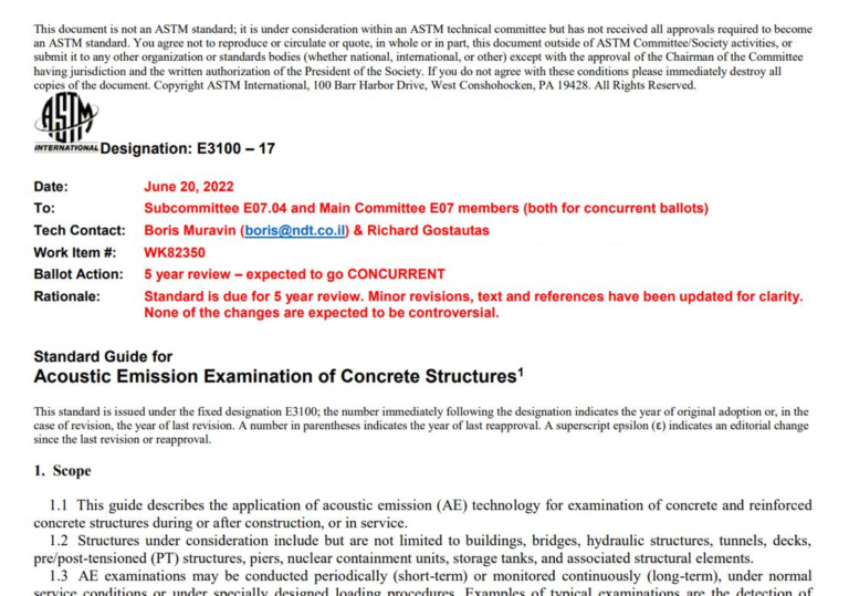 ASTM standard for Acoustic Emission of Concrete Structures Reapproved ...