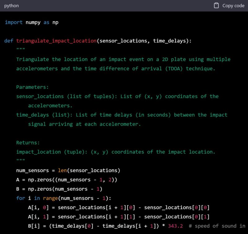 Acoustic Emission python code generation